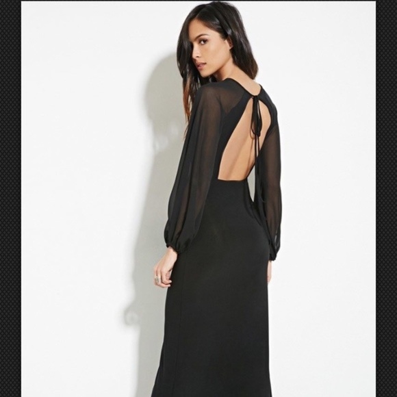 Forever 21 Long-sleeve Sexy Cut Out Maxi Dress - Picture 3 of 8